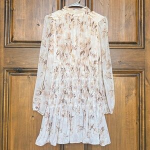 House of Harlow 1960 Floral Cream and Brown Dress